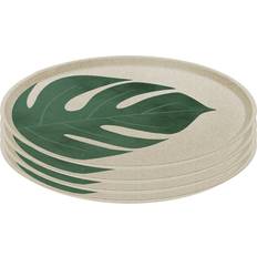 Plastique Assiettes de Dîner Koziol Connect Ø 25,5 cm Lot 4 Monstera Leaf Assiette de Dîner