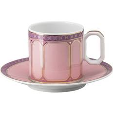 Apto para horno Tazas de café espresso Swarovski Tasse À Avec Soucoupe Signum, Porcelaine, Rose Taza de café espresso