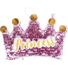 Princess Piñatas Blue Panda Princess crown for princess party decorations, pink foil, 16 x 10.5 in