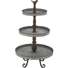 Gray Cake Stands Harper & Willow Metal 3 Level Bird Tiered Scrolled Cake Stand