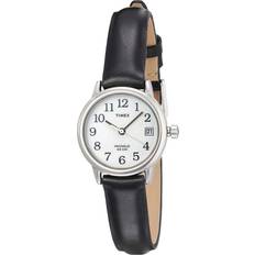 Timex T2H331 Indiglo Leather Watch, Black/Silver-Tone/White