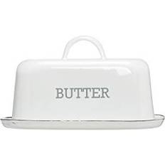 Enameled Steel Black Rim Butter Dish