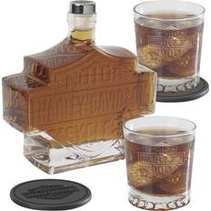 Harley Davidson & Shield Logo Decanter Blown HDL-18746 Bar Set