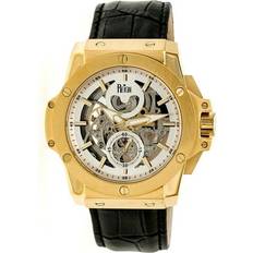 commodus automatic skeleton black leather gold rn4003