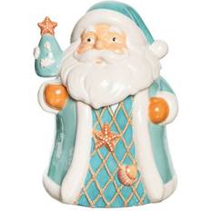 Orange Biscuit Jars C&F Collectibles Blue Seashell Santa Cookie Biscuit Jar