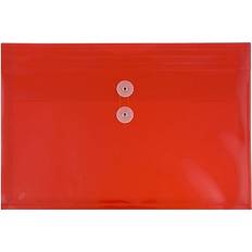 Jam Paper Plastic Envelopes 9.8x14.5 12/Pack Red Button String Legal Booklet