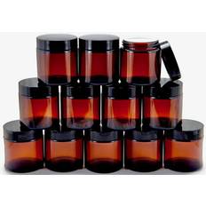 Branded 12 amber round glass jars Kitchen Container