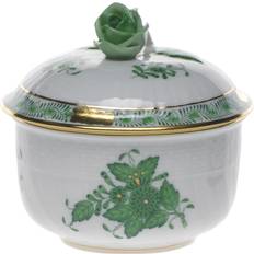 Green Sugar Bowls Herend Bouquet Green AV Mini Sugar Bowl