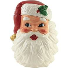 White Biscuit Jars Transpac Retro-Looking Santa Cookie Holidays Y8964 Biscuit Jar