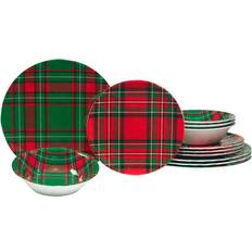 Certified International 12pc Christmas Plaid Dinner Set