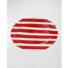 Red Serving Dishes Vietri Amalfitana Stripe Oval Platter Fuente de servicio