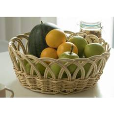 Beige Fruit Bowls Vintiquewise 16- Willow Round Bread Fruit Bowl