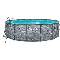 Freestanding Pools Funsicle 16 ft. Round 48 in. Deep Metal Frame Above Ground Pool, Stone Slate, Gray