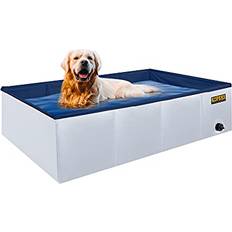 Freestanding Pools Kopeks Outdoor Portable Rectangular Dog Swimming Pool, Gray, Large