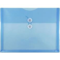 Blue Mailers Jam Paper 9 3/4'' x 13'' 12pk Plastic Envelopes with Button and String Tie Closure, Letter Booklet Blue