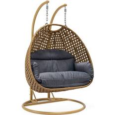 Brown Outdoor Hanging Chairs Leisuremod Mendoza Collection MSCLBR-53CBU Egg Swing