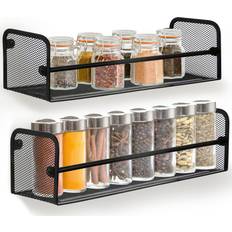 Especieros Greenco Wall Mount Single Tier Mesh Spice Rack Black Set 2