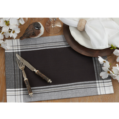 Cotton Place Mats Saro Lifestyle Striped Border Set Place Mat Black