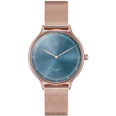 About Vintage Klokker About Vintage 1969 Petite Rose Gold Blue Sunray 337230 Woman 32 mm Analog Kvarts urverk Safirglass