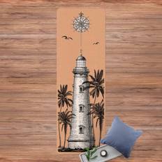 Tapis de Sol de Gymnase Tapis de yoga Nautique Phare avec Rose des Vents