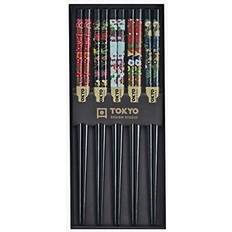 Wood Chopsticks Tokyo Design Studio 5-er Set Black Flower Essstäbchen