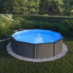 Planet Pool Ø350x120cm inkl. sandfilterpump, skimmer, stege, filtersand & anslutningsslang antracit