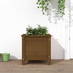 vidaXL Plantekasse 40x40x39 cm Massivt Fyrretræ Gyldenbrun Plantekasse