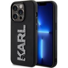 Karl Lagerfeld 3D Rubber Glitter Logo Case for iPhone 15 Pro Max 6.7 in Black KLHCP15X3DMBKCK
