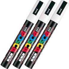 Uni Posca Paint Marker Pen PC-5M Medium Point, White Ink, Value Set of 3