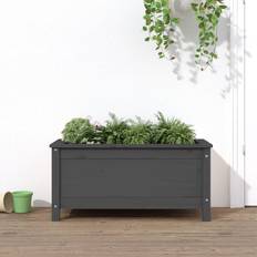 Grey Outdoor Planter Boxes vidaXL Garden Planter Grey Solid Wood Pine