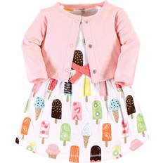 Touched By Nature Girls' Organic Cotton Dress and Cardigan, Popsicle, Toddler