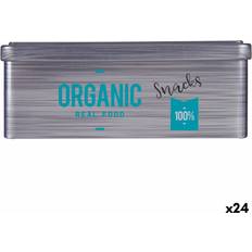 Recipientes de Cocina Kinvara Bote Organic Snacks Gris Hojalata 11 x 7.1 x 18 cm (24 Unidades) Recipiente de Cocina