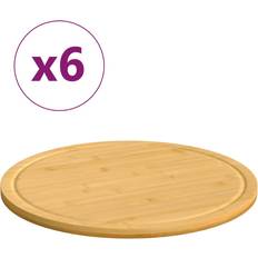 Best Tablas de cortar vidaXL 6 Uds Bambú Ø40x1,5 cm - Marrón Tabla de cortar