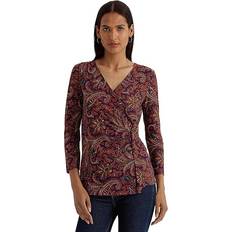 Paisley T-shirts Lauren Ralph Lauren Paisley Stretch Jersey Top Orange/Purple/Multi