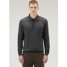 Long - Men Polo Shirts Woolrich Men Charcoal Melange