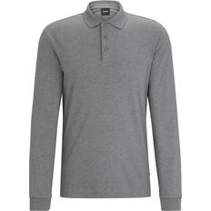 HUGO BOSS Grå Polotrøjer HUGO BOSS Pado Mercerized Long Sleeve Polo - Medium Grey