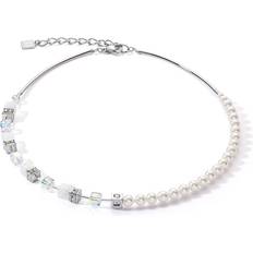 Smycken Coeur de Lion Women's Stainless Steel Geocube Crystal Pearl Necklace