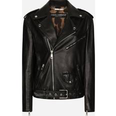 Dolce & Gabbana Damen Jacken Dolce & Gabbana Leather biker jacket black