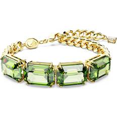 Swarovski Kristal Armbanden Swarovski Millenia bracelet, Octagon cut, Green, Gold-tone plated