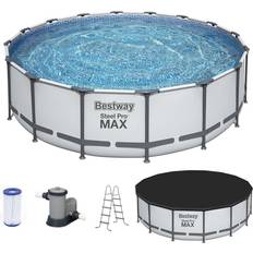 Swimming Pools & Accessories Bestway Steel Pro MAX 16'x48" Round Above Ground Swimming Pool with Pump & Cover, Grey