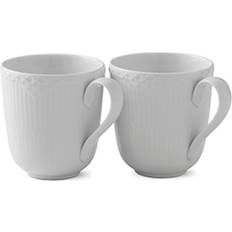 Royal copenhagen hvid riflet krus Royal Copenhagen Hvid Riflet Halvblonde 2 Krus 28cl 2stk