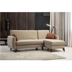 Asir Group INC Brown Sectional Corner 35.4331 H x 123.622 W x 35.4331 D in Polyester Sofa 3 Seater