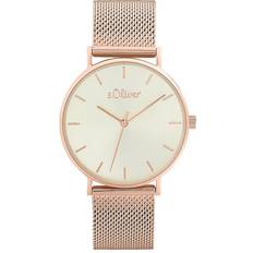 s.Oliver Armbanduhr Mädchen Kinder Quarzuhr Analog, mit Silikon Armband, Lila, 3 bar Wasserdicht, Kommt in Geschenk Box, 2033508