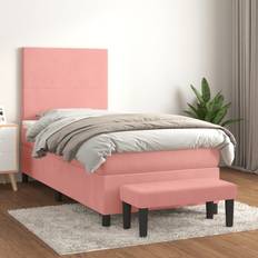 Roze Bedden vidaXL Boxspring Met Matras Fluweel Roze 90x190 cm