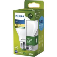 Philips E27 Ljuskällor Philips LED Ultra Efficient, Extremt energisnål klassisk ljuskälla, 75W, A60, E27, 2700 kelvin, frostat glas, 50.000 timmar livslängd