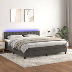 180cm Camas con Estructura vidaXL Box Spring Colchón Y LED Terciopelo Gris Oscuro 180x200 cm Cama con Estructura