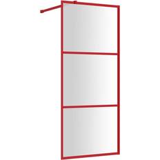 Douche Wanden vidaXL Inloopdouchewand Transparant 80x195 cm ESG-glas Rood