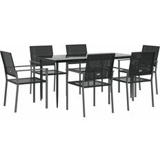 Utemöbler vidaXL 7 Delar Trädgårdsmatset Ljusgrå Poly Rattan 200x80x73 cm Matgrupp