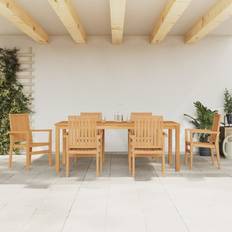 Teak Patio Dining Sets vidaXL 7 Garden Patio Dining Set, 1 Table incl. 6 Chairs