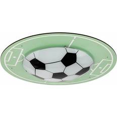 Green Ceiling Flush Lights Loops "Soccer" Satin Ceiling Flush Light